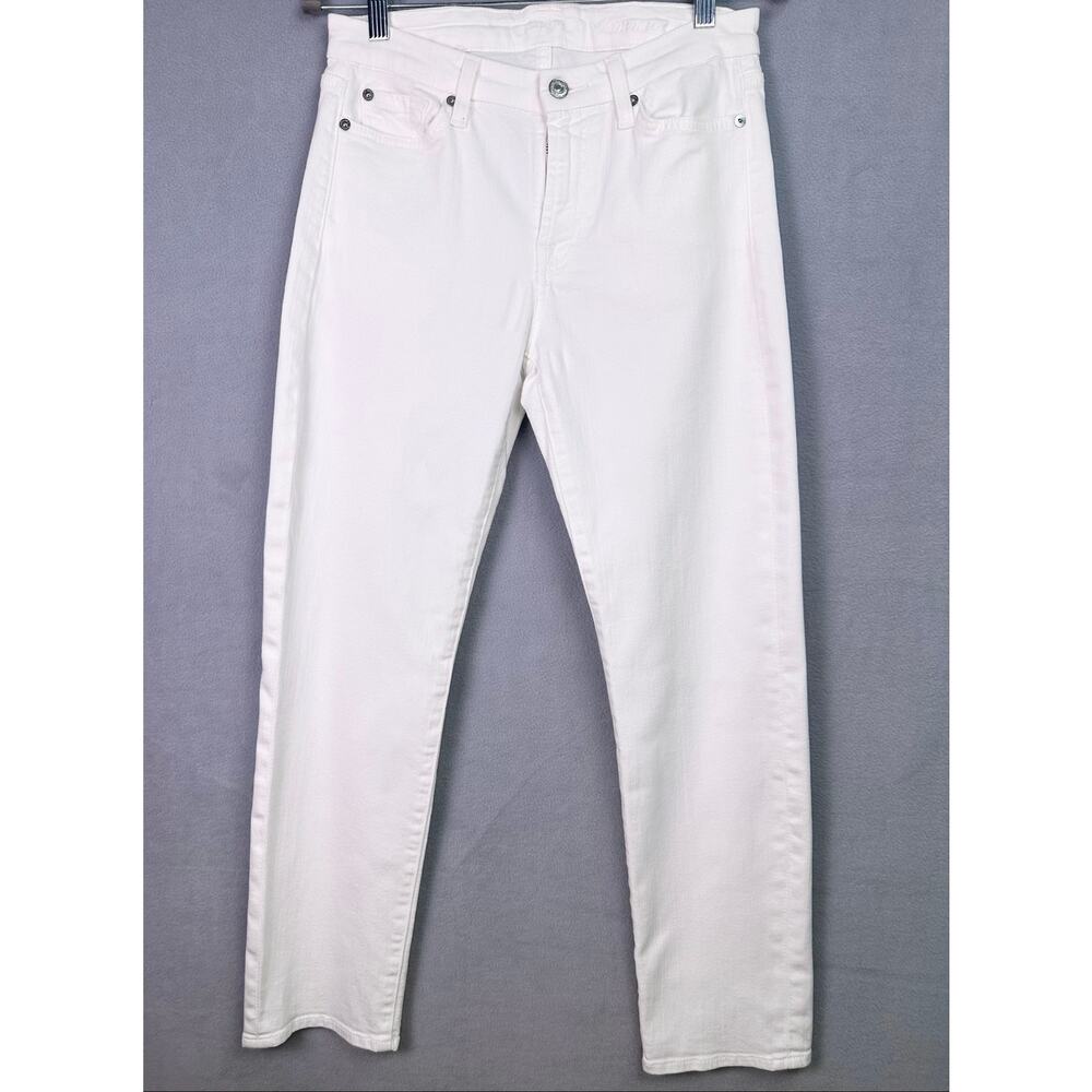 7 For All Mankind Kimmie White Mid Rise Slim Straight Jeans Size 27 - Picture 2 of 12